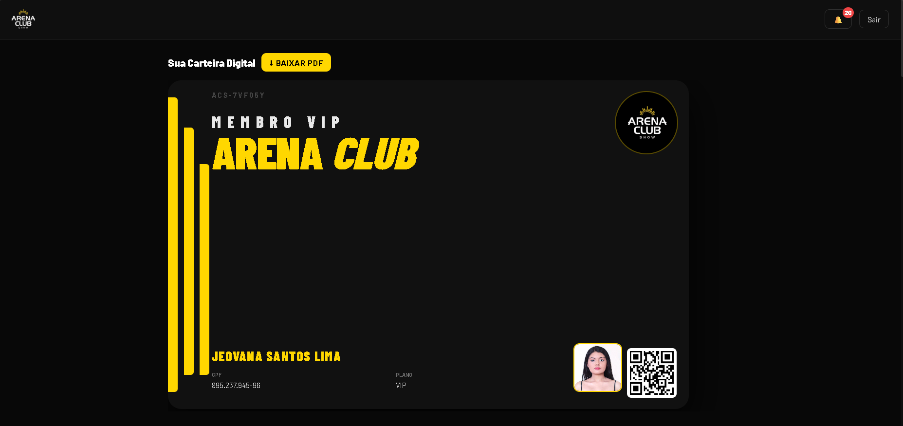 Arena Club — Carteira Digital de Fidelidade
