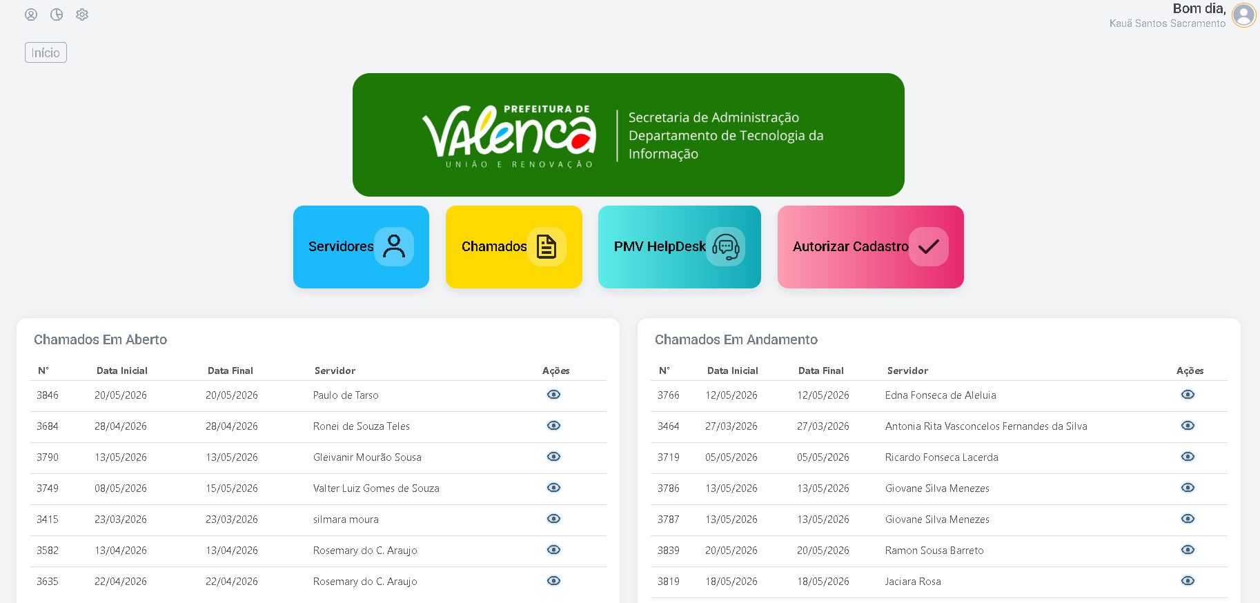 Sistema de Chamados — DTI Prefeitura de Valença