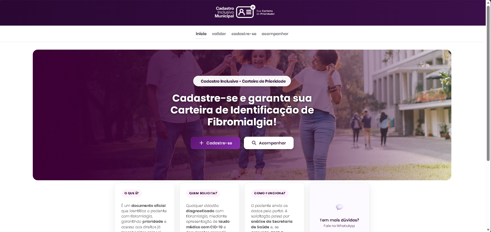 Tela do sistema SIDEC — Cadastro Inclusivo Municipal e Carteira de Prioridade